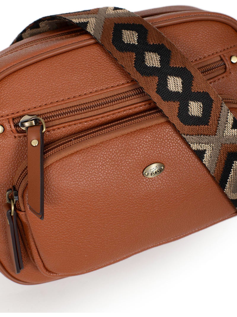 Bolso cruzado ronda hexagona Cognac - Kiabi