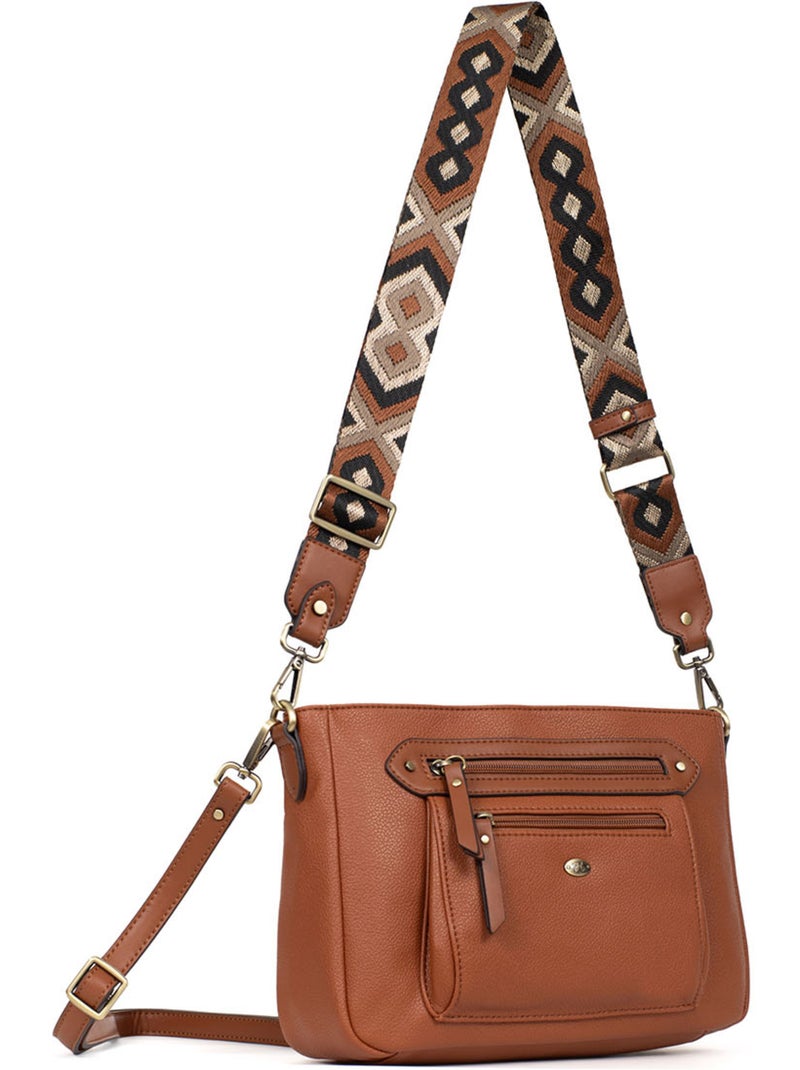 Bolso cruzado ronda hexagona Cognac - Kiabi