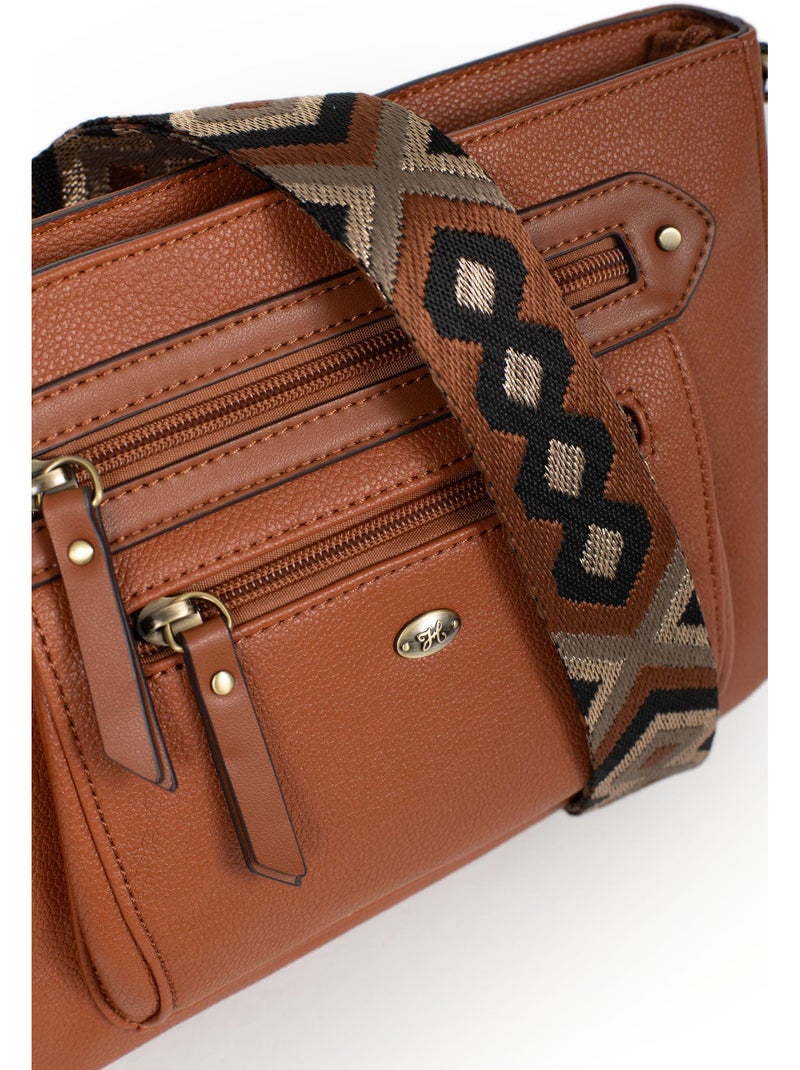 Bolso cruzado ronda hexagona Cognac - Kiabi