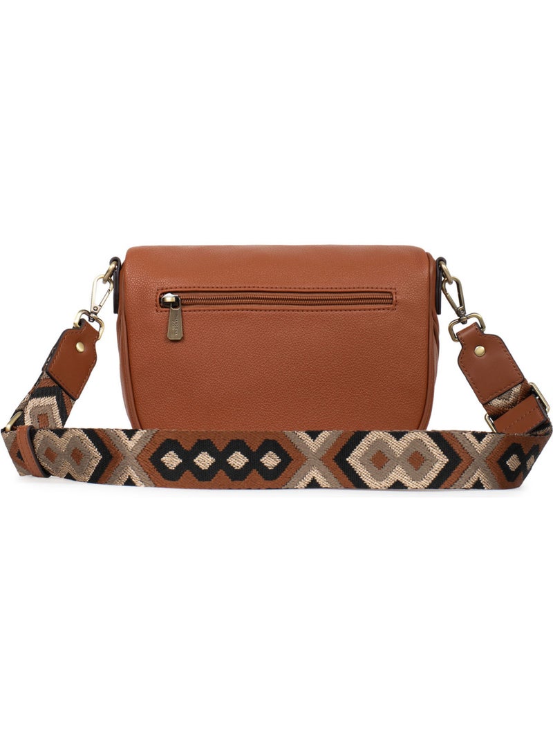 Bolso cruzado ronda hexagona Cognac - Kiabi