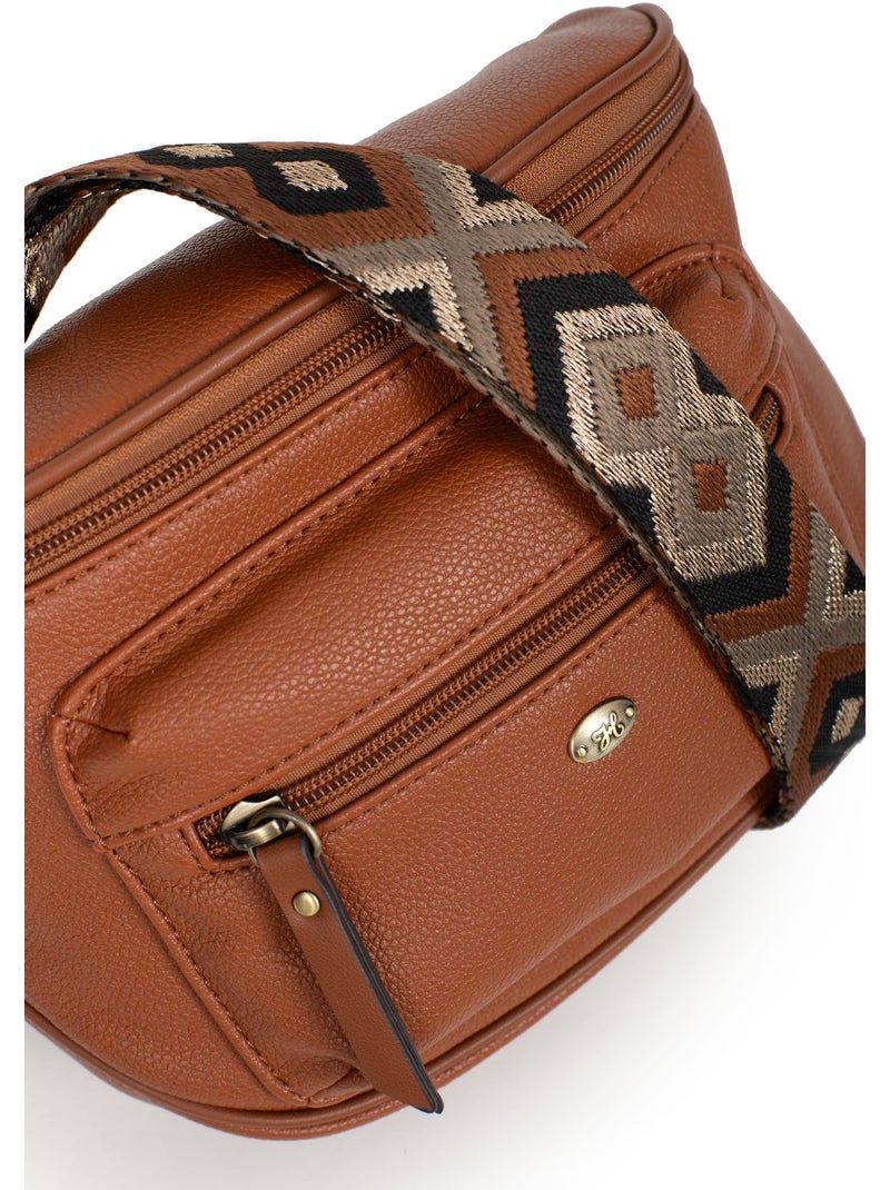Bolso cruzado ronda hexagona Cognac - Kiabi