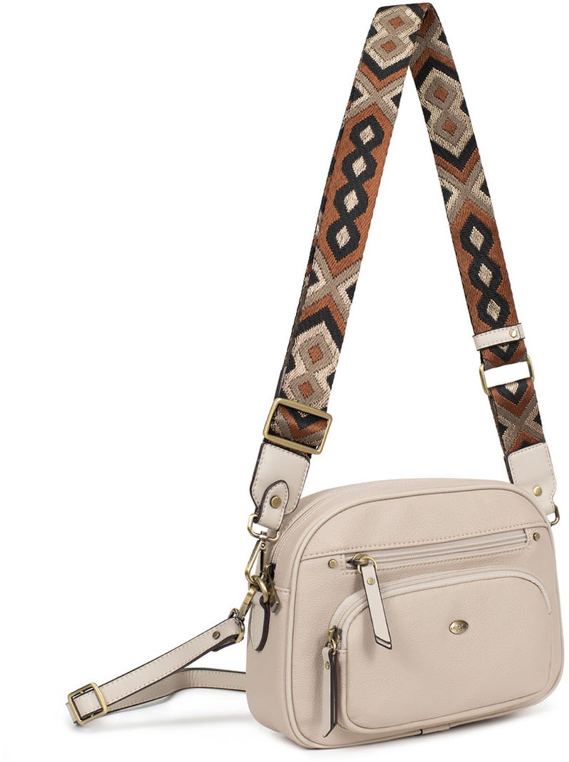 Bolso cruzado ronda hexagona Marfil - Kiabi