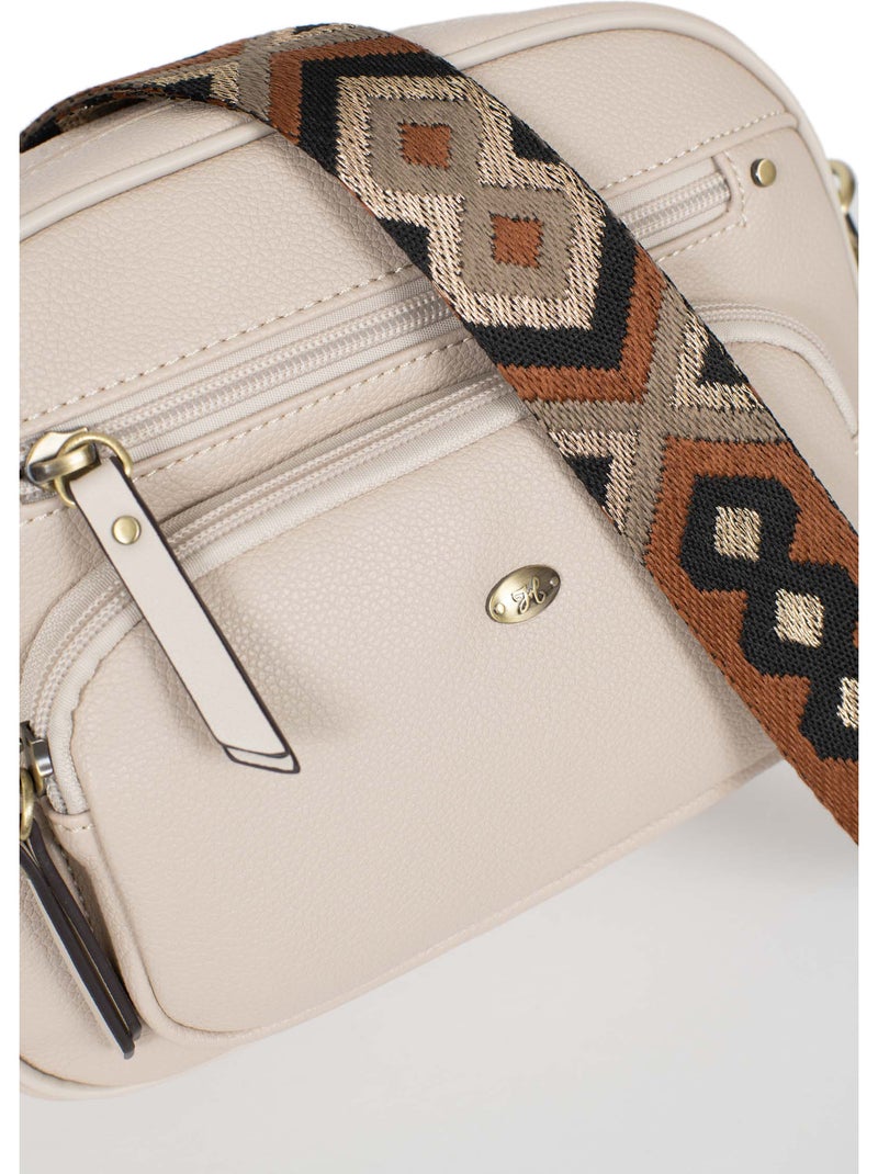 Bolso cruzado ronda hexagona Marfil - Kiabi
