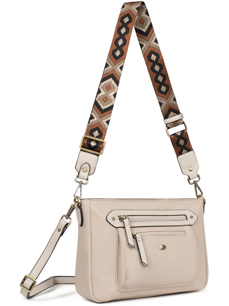 Bolso cruzado ronda hexagona Marfil - Kiabi