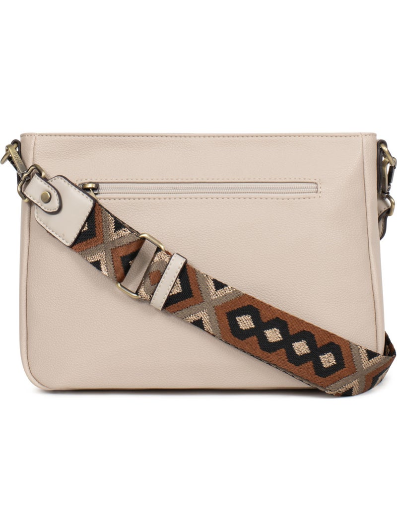 Bolso cruzado ronda hexagona Marfil - Kiabi