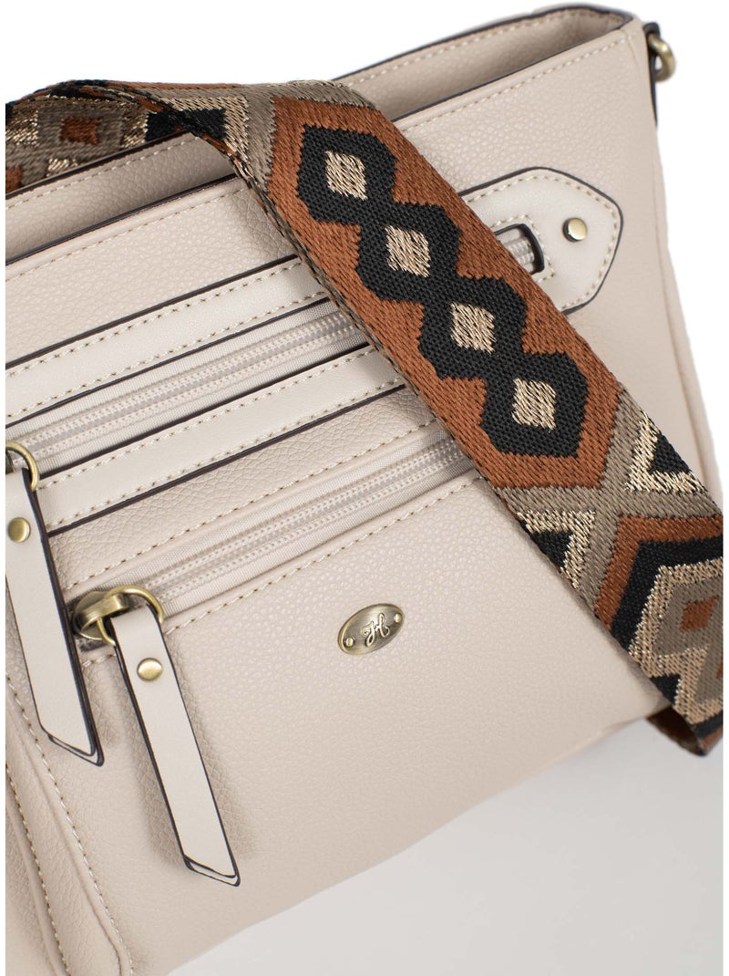 Bolso cruzado ronda hexagona Marfil - Kiabi