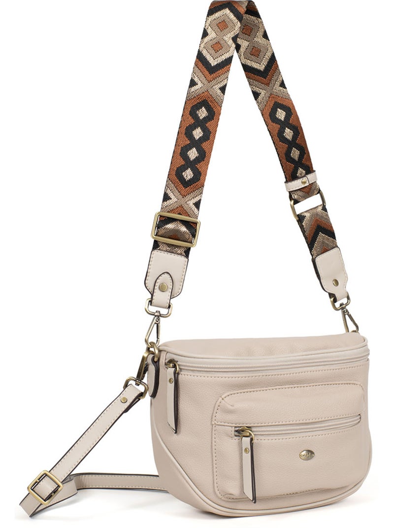 Bolso cruzado ronda hexagona Marfil - Kiabi