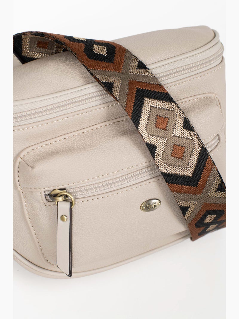 Bolso cruzado ronda hexagona Marfil - Kiabi