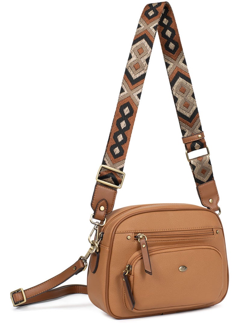 Bolso cruzado ronda hexagona Marrón claro - Kiabi