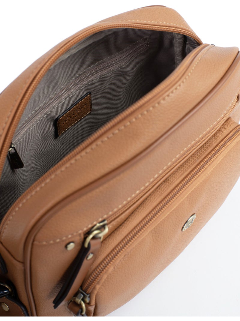 Bolso cruzado ronda hexagona Marrón claro - Kiabi