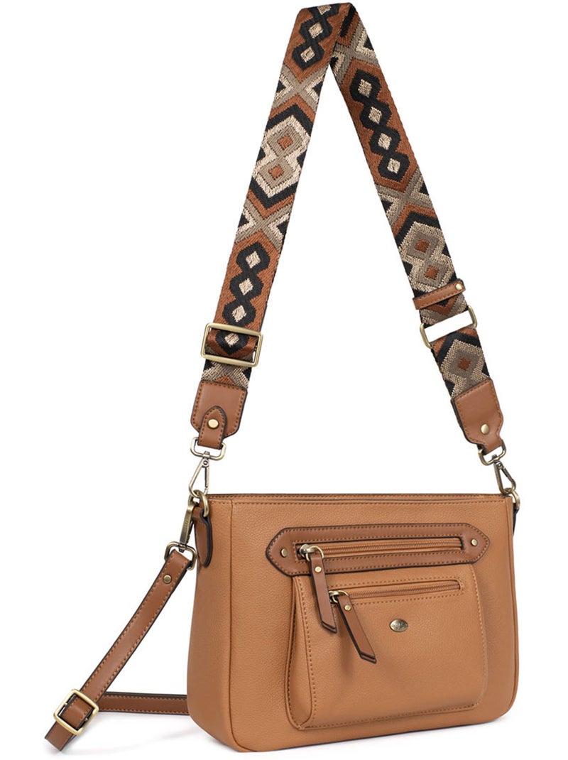 Bolso cruzado ronda hexagona Marrón claro - Kiabi