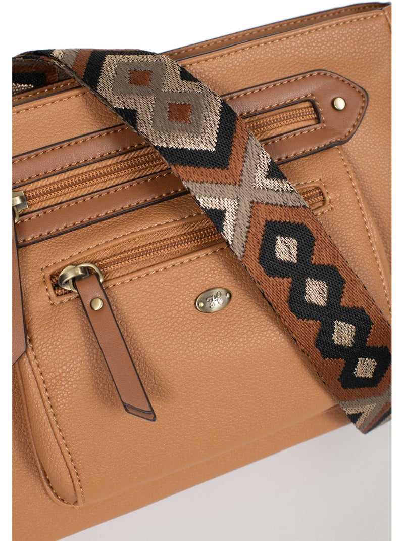 Bolso cruzado ronda hexagona Marrón claro - Kiabi