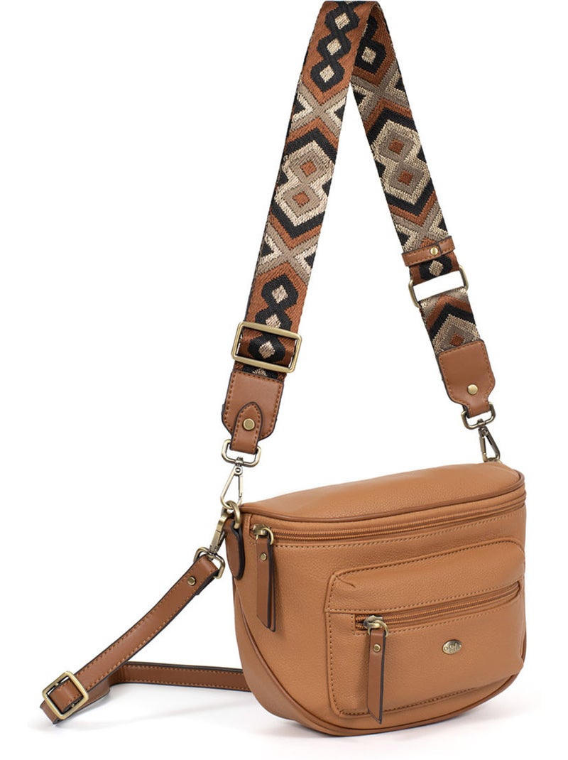 Bolso cruzado ronda hexagona Marrón claro - Kiabi