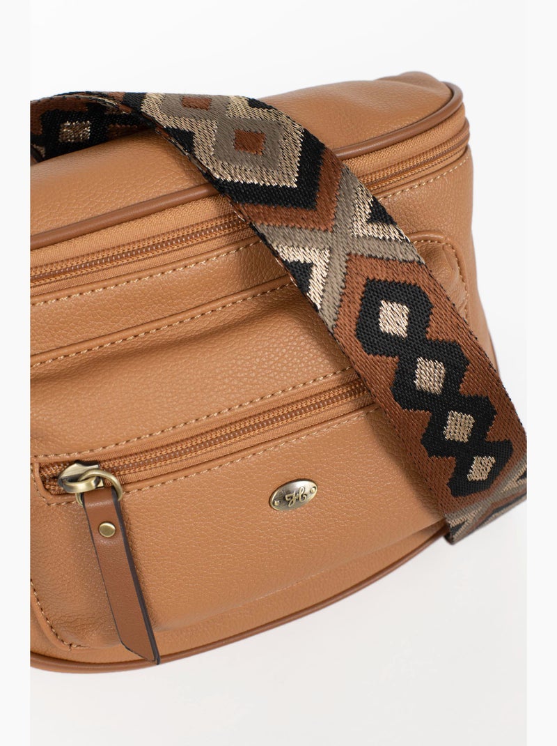 Bolso cruzado ronda hexagona Marrón claro - Kiabi