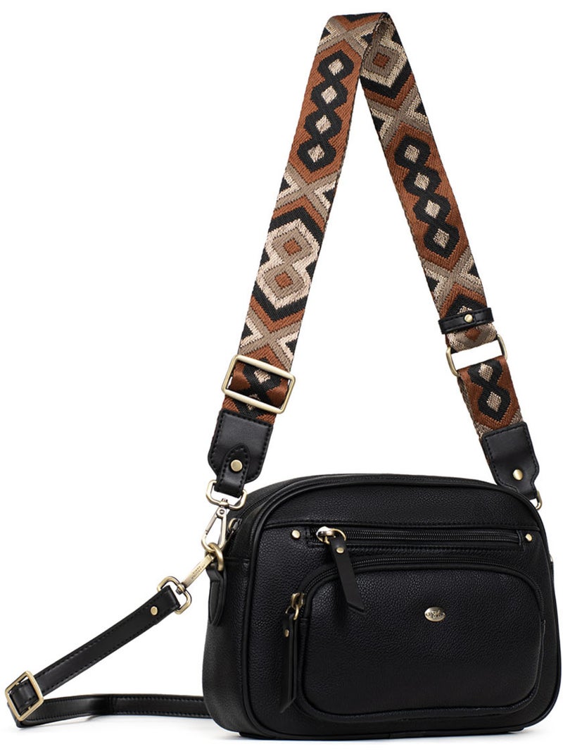 Bolso cruzado ronda hexagona Negro - Kiabi