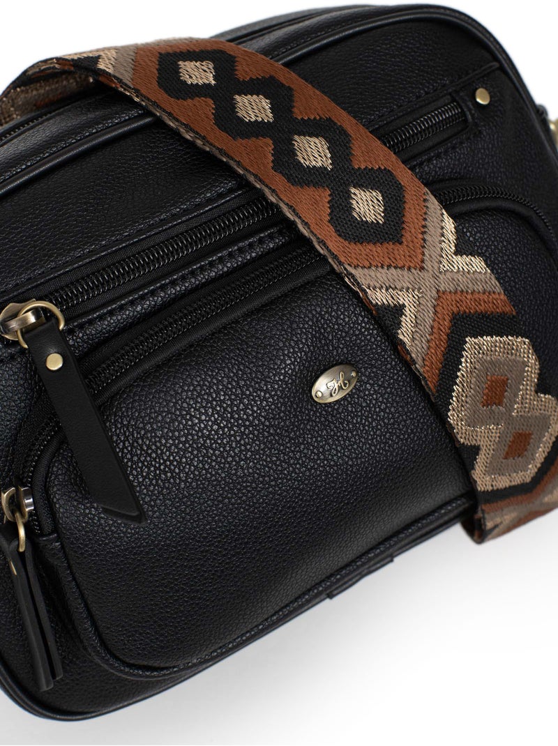Bolso cruzado ronda hexagona Negro - Kiabi