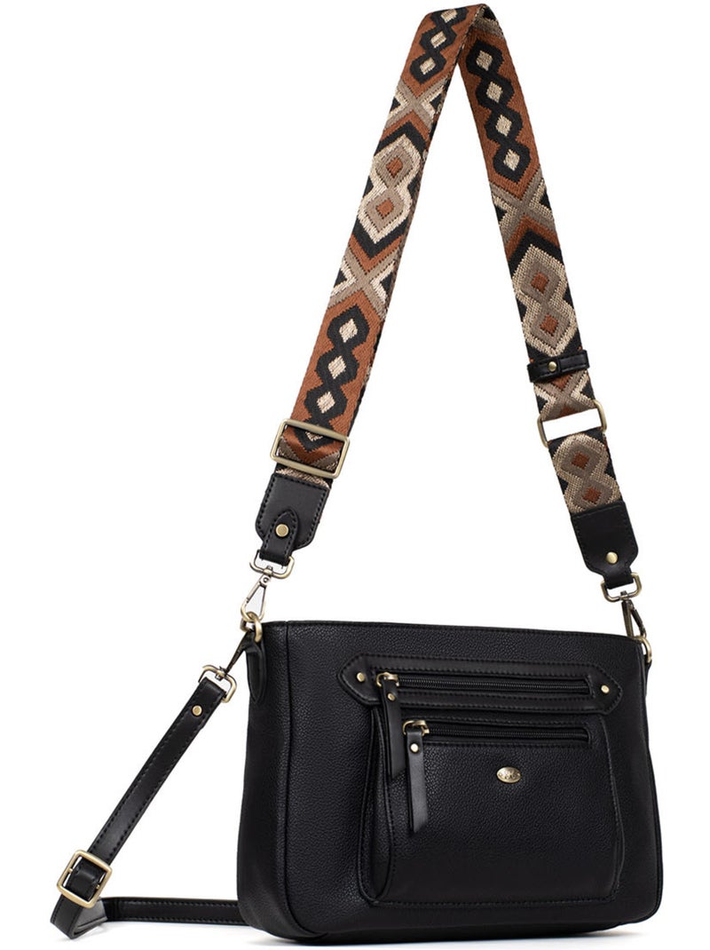 Bolso cruzado ronda hexagona Negro - Kiabi