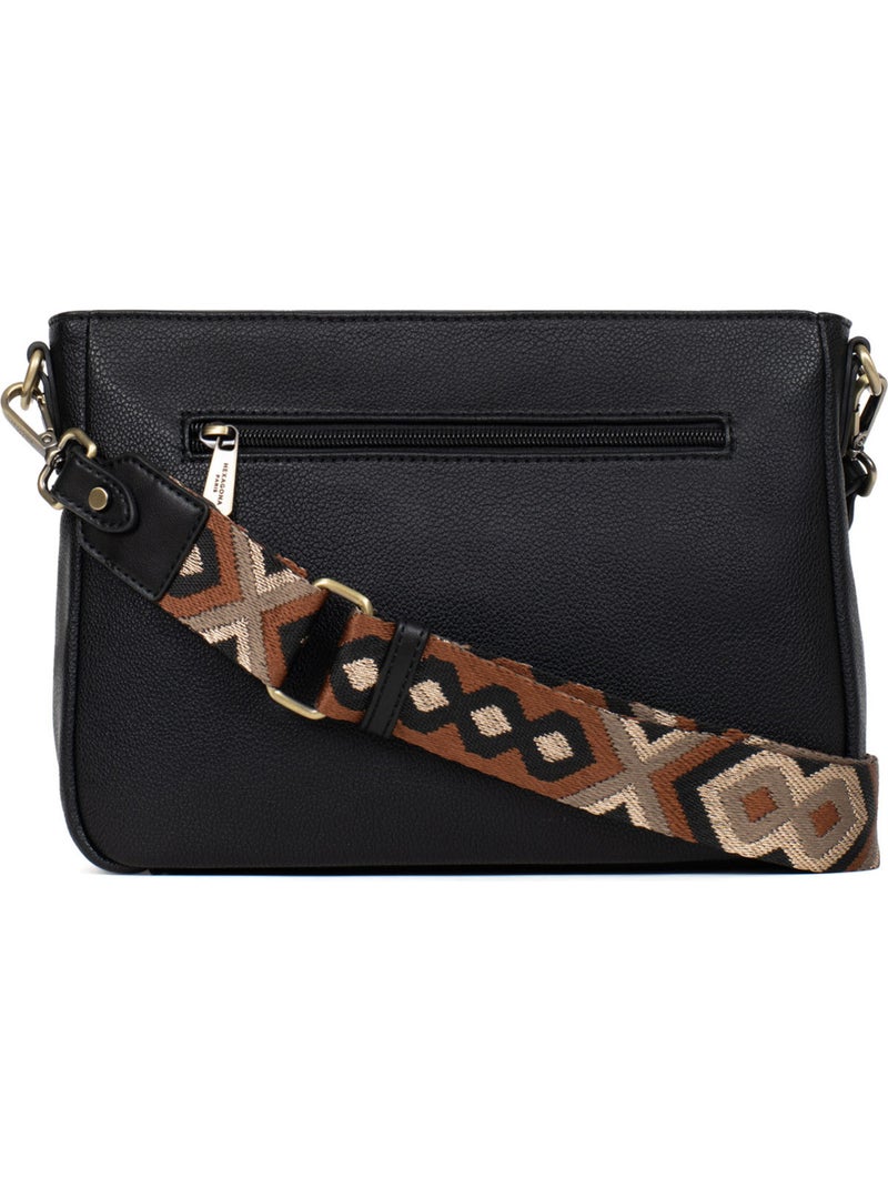 Bolso cruzado ronda hexagona Negro - Kiabi