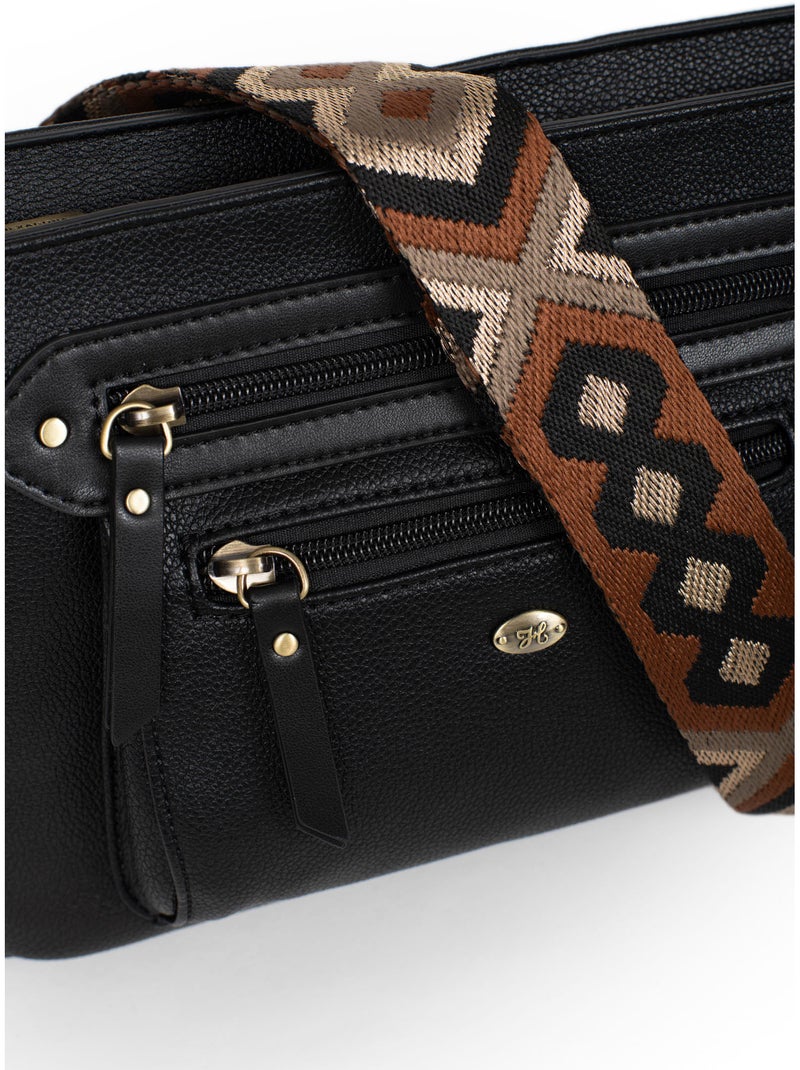 Bolso cruzado ronda hexagona Negro - Kiabi