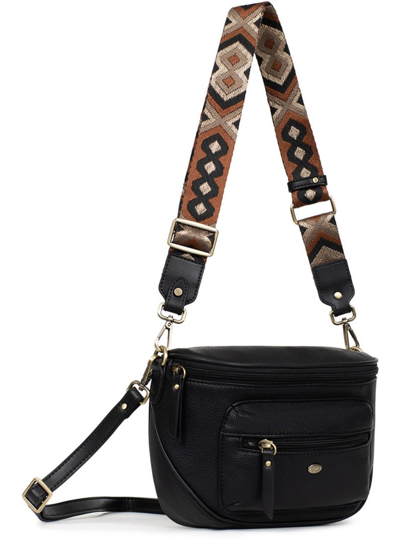 Bolso cruzado ronda hexagona Negro - Kiabi