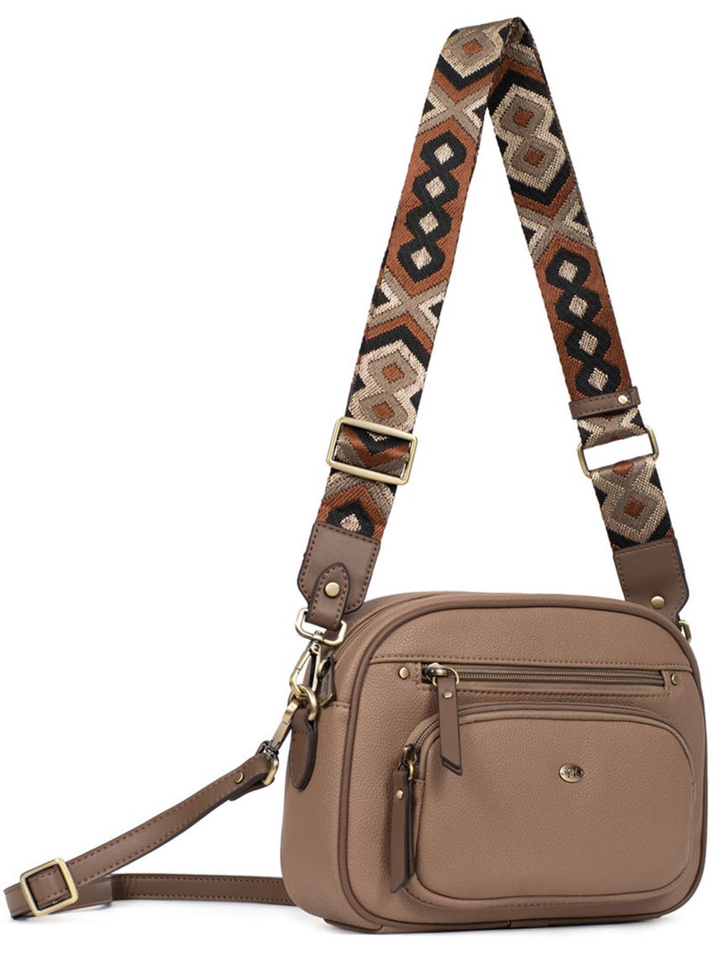 Bolso cruzado ronda hexagona Taupe - Kiabi
