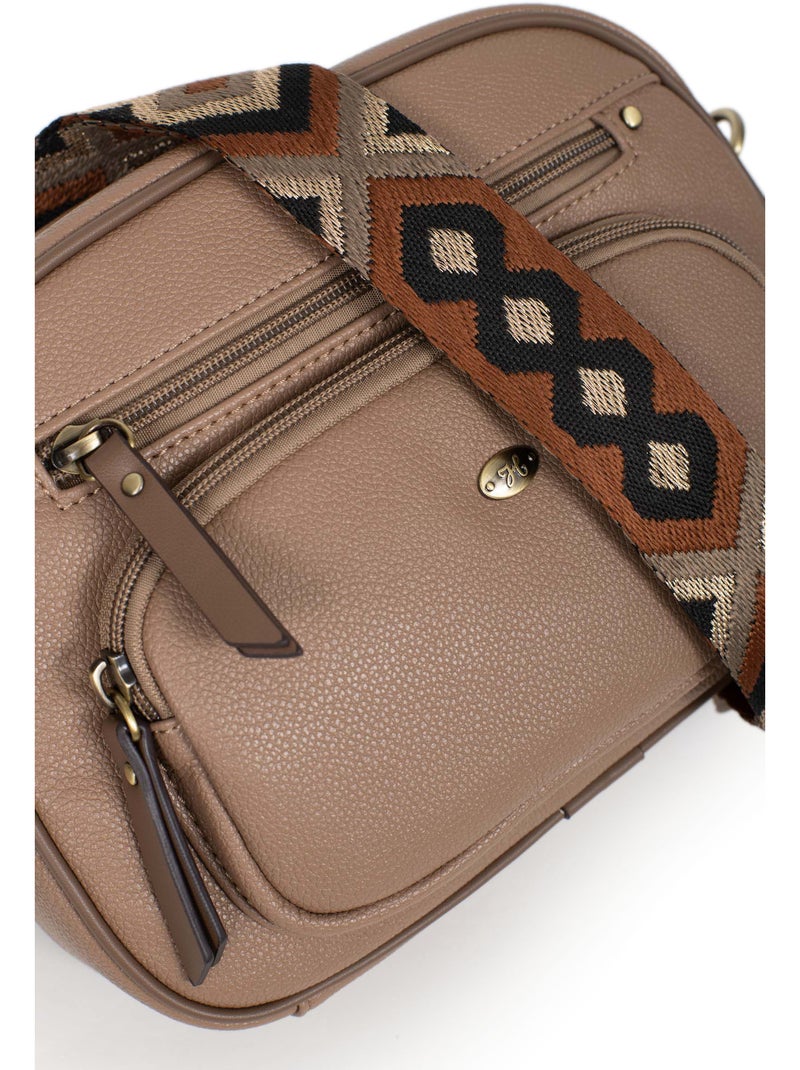 Bolso cruzado ronda hexagona Taupe - Kiabi