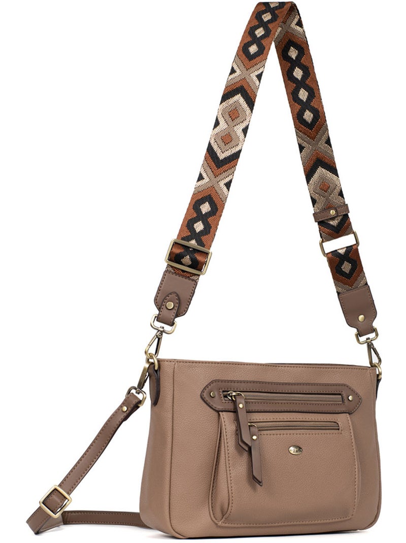 Bolso cruzado ronda hexagona Taupe - Kiabi