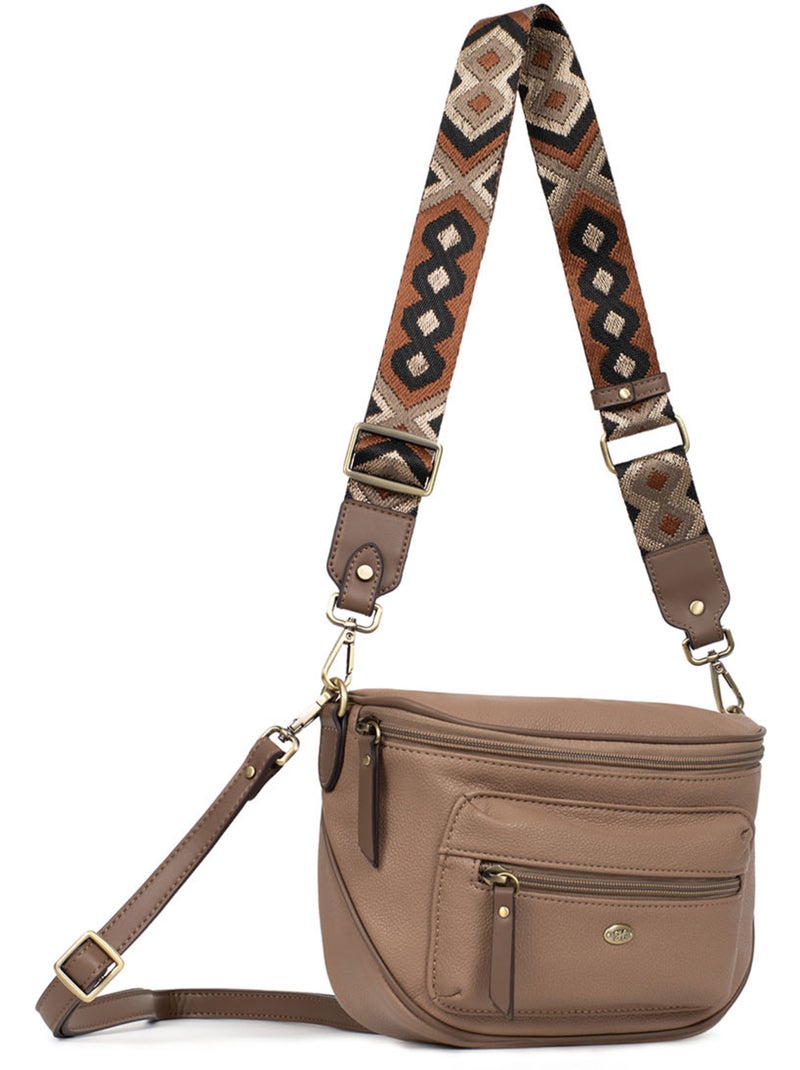 Bolso cruzado ronda hexagona Taupe - Kiabi