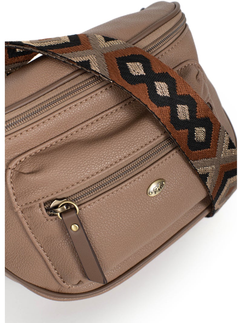 Bolso cruzado ronda hexagona Taupe - Kiabi