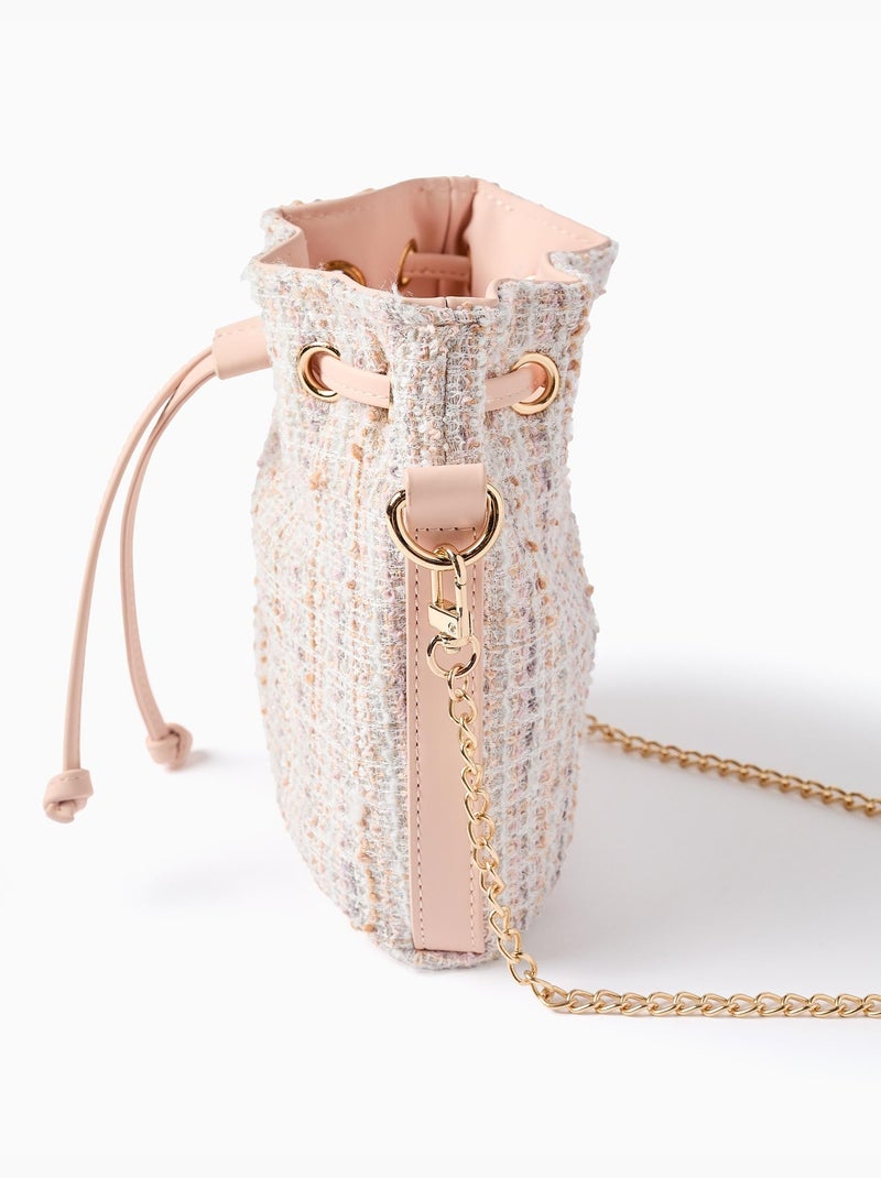 Bolso cubo de tweed Rosa claro - Kiabi