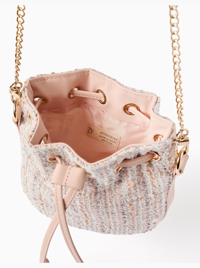 Bolso cubo de tweed Rosa claro - Kiabi