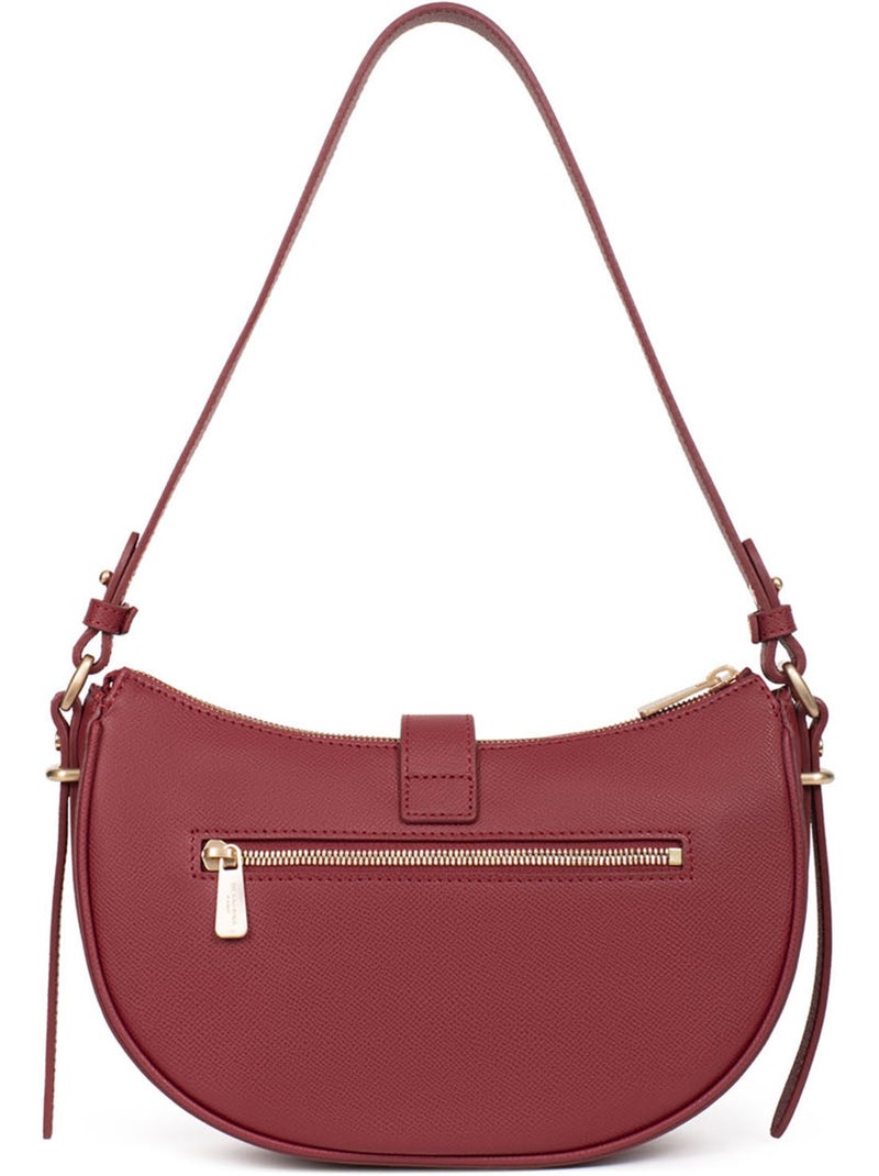 Bolso de hombro 1 asa - Cuero AUDE Rojo carmín - Kiabi