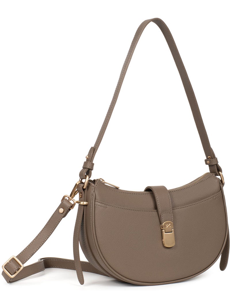Bolso de hombro 1 asa - Cuero AUDE Taupe - Kiabi