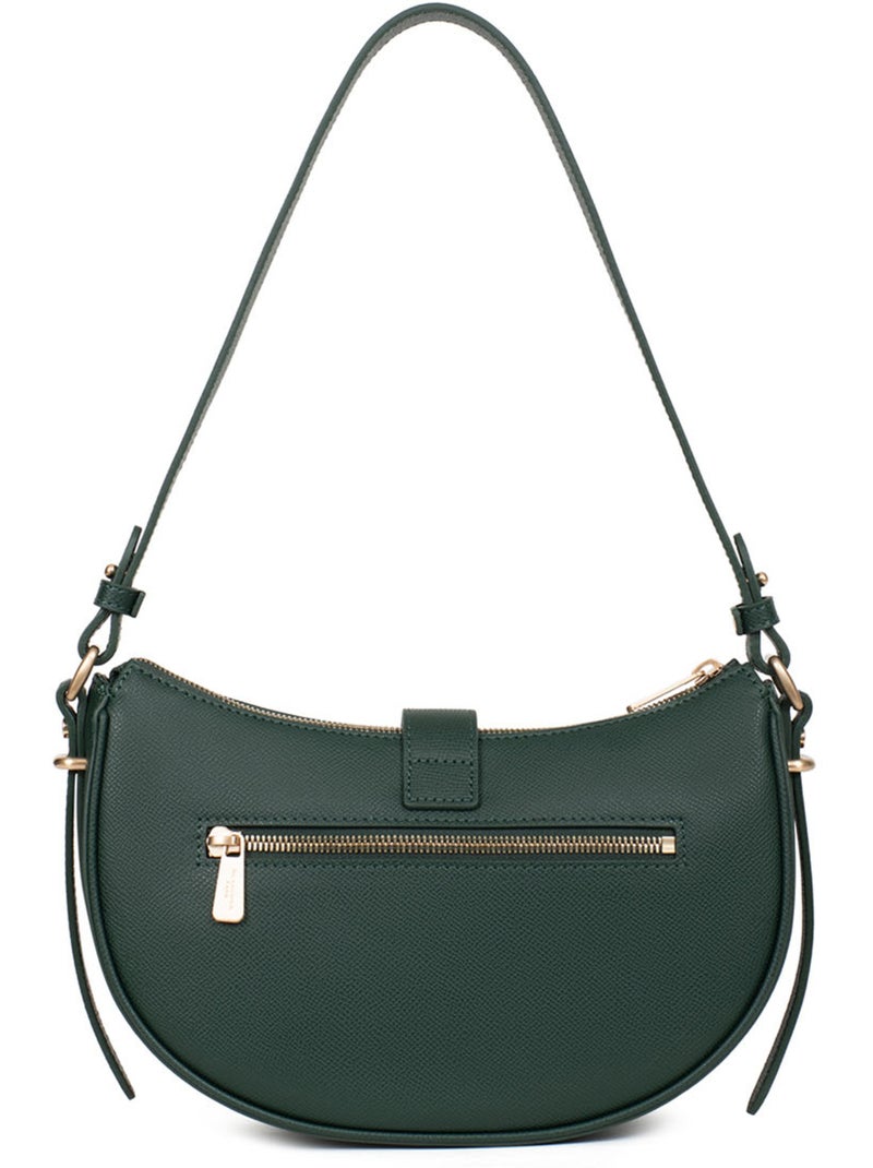 Bolso de hombro 1 asa - Cuero AUDE Verde oscuro - Kiabi