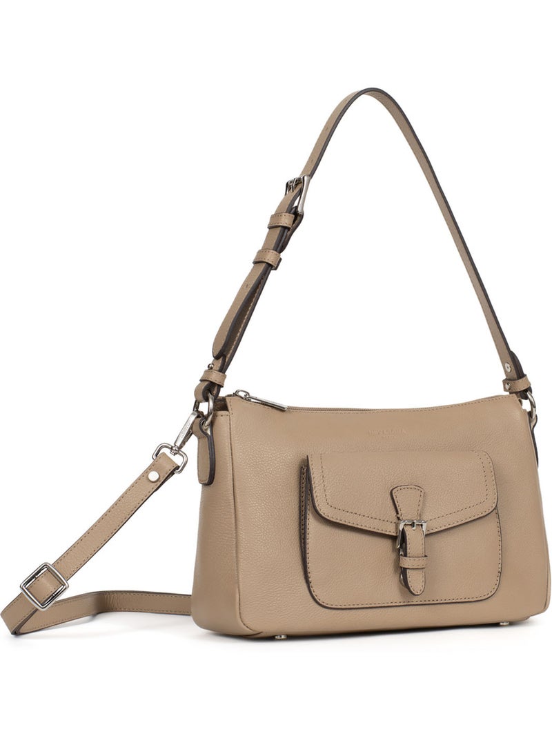 Bolso de hombro 1 asa - cuero mirabelle hexagona Marrón glaseado - Kiabi
