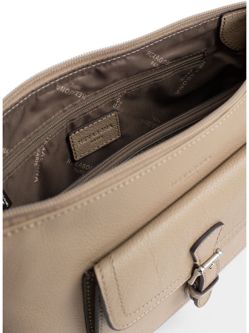 Bolso de hombro 1 asa - cuero mirabelle hexagona Marrón glaseado - Kiabi