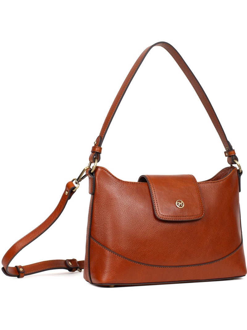 Bolso de hombro 1 asa - cuero ondine hexagona Cognac - Kiabi