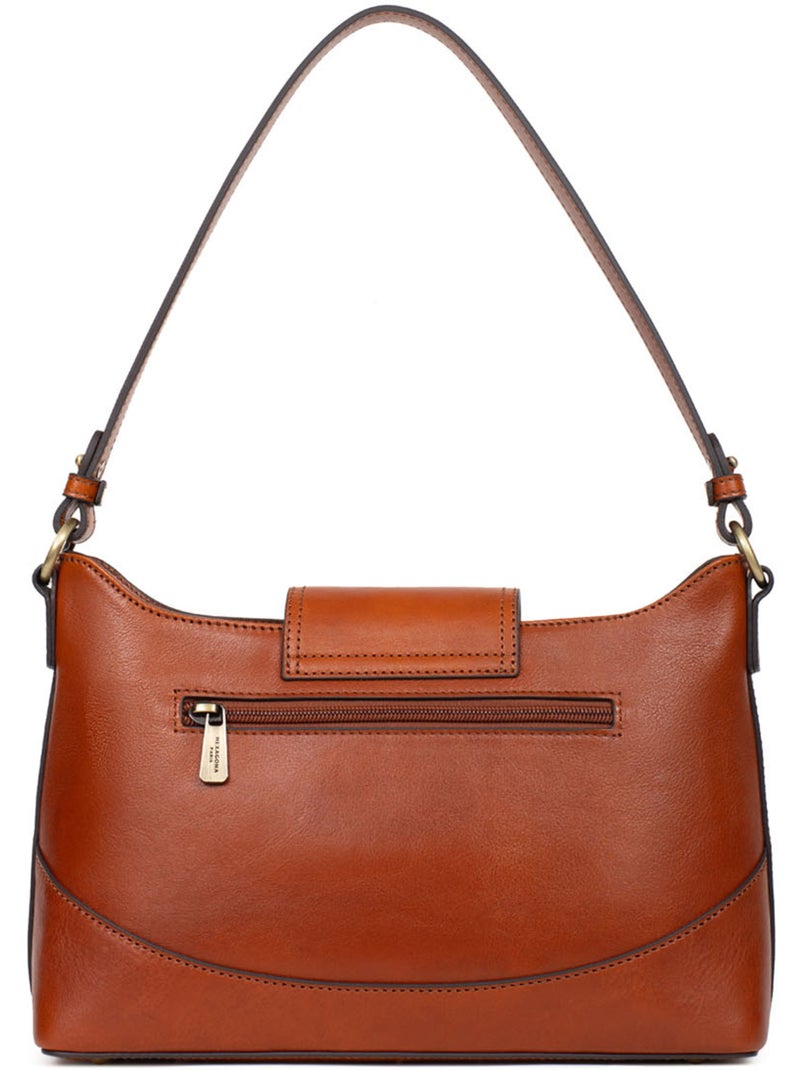 Bolso de hombro 1 asa - cuero ondine hexagona Cognac - Kiabi