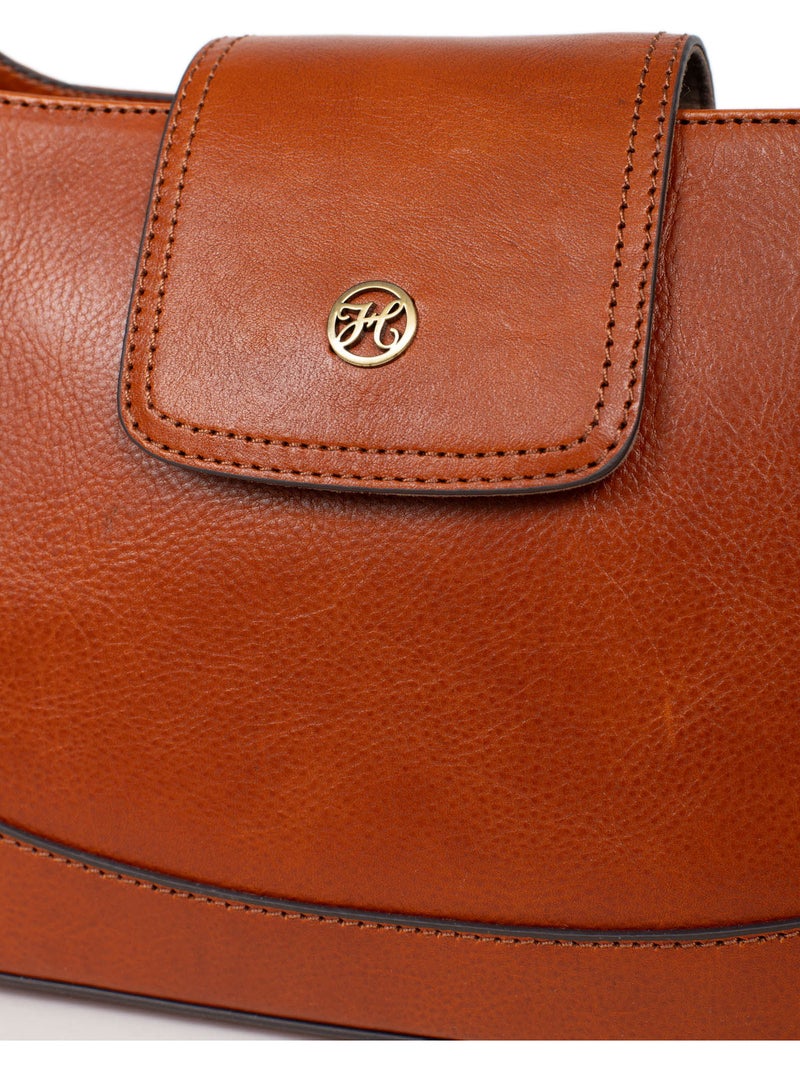 Bolso de hombro 1 asa - cuero ondine hexagona Cognac - Kiabi