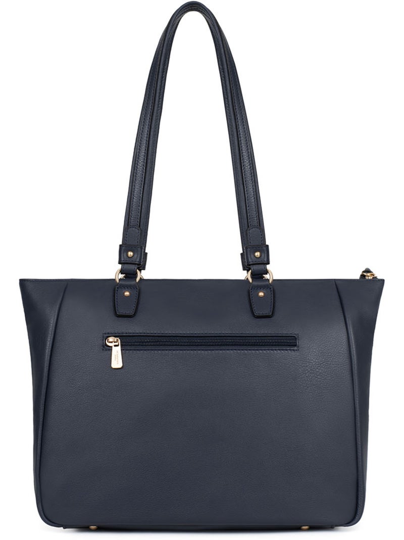 Bolso de hombro 2 asas - a4 - cuero de vaca taima hexagona Azul noche - Kiabi