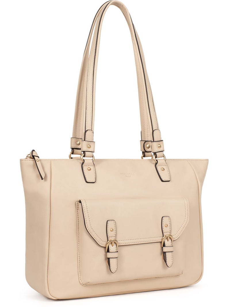 Bolso de hombro 2 asas - a4 - cuero de vaca taima hexagona Crema - Kiabi