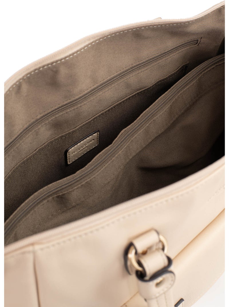Bolso de hombro 2 asas - a4 - cuero de vaca taima hexagona Crema - Kiabi