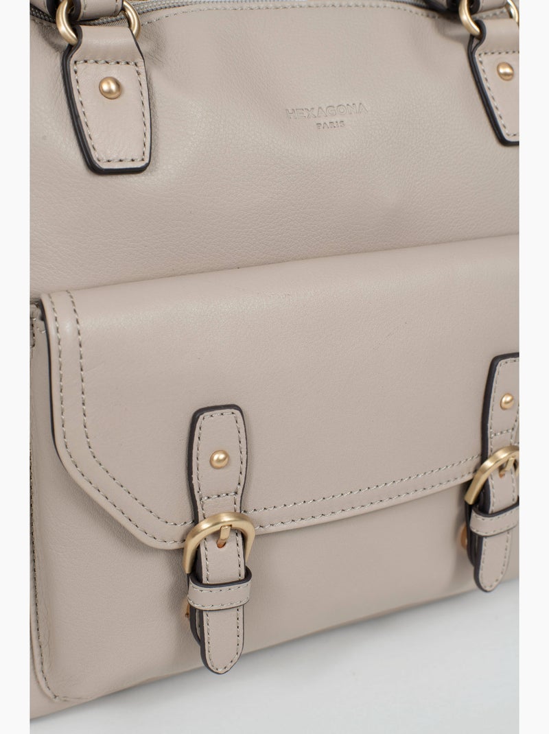 Bolso de hombro 2 asas - a4 - cuero de vaca taima hexagona Gris - Kiabi