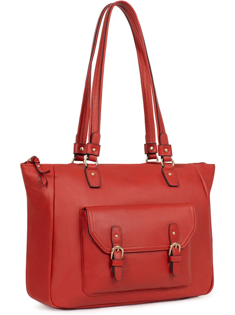 Bolso de hombro 2 asas - a4 - cuero de vaca taima hexagona Naranja - Kiabi