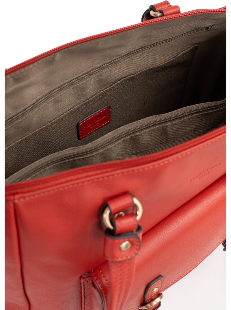Bolso de hombro 2 asas - a4 - cuero de vaca taima hexagona Naranja - Kiabi