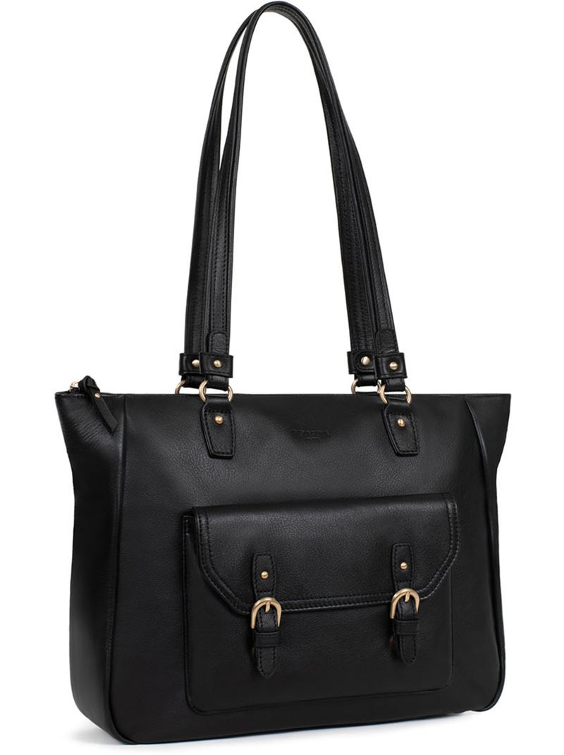 Bolso de hombro 2 asas - a4 - cuero de vaca taima hexagona Negro - Kiabi