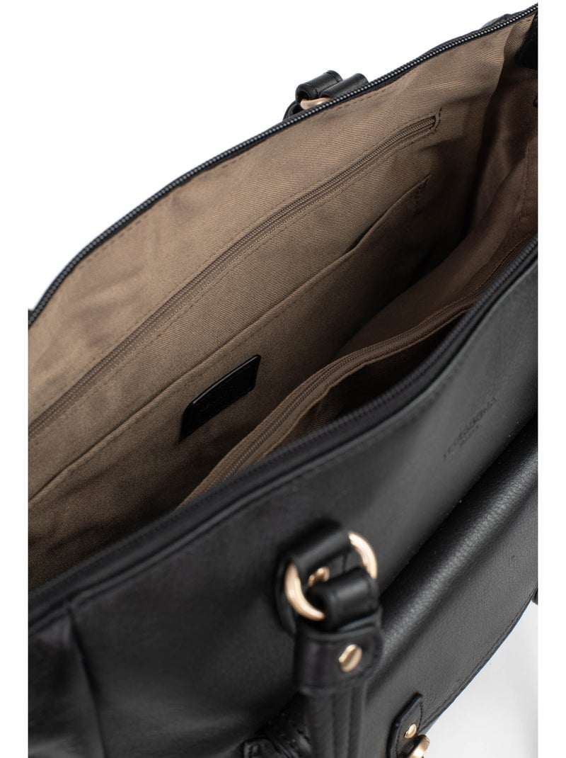 Bolso de hombro 2 asas - a4 - cuero de vaca taima hexagona Negro - Kiabi