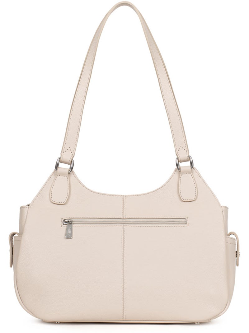 Bolso de hombro 2 asas - cuero mirabelle hexagona Marfil - Kiabi