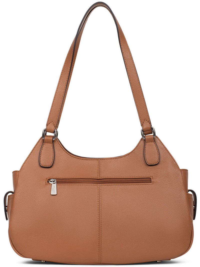 Bolso de hombro 2 asas - cuero mirabelle hexagona Marrón claro - Kiabi