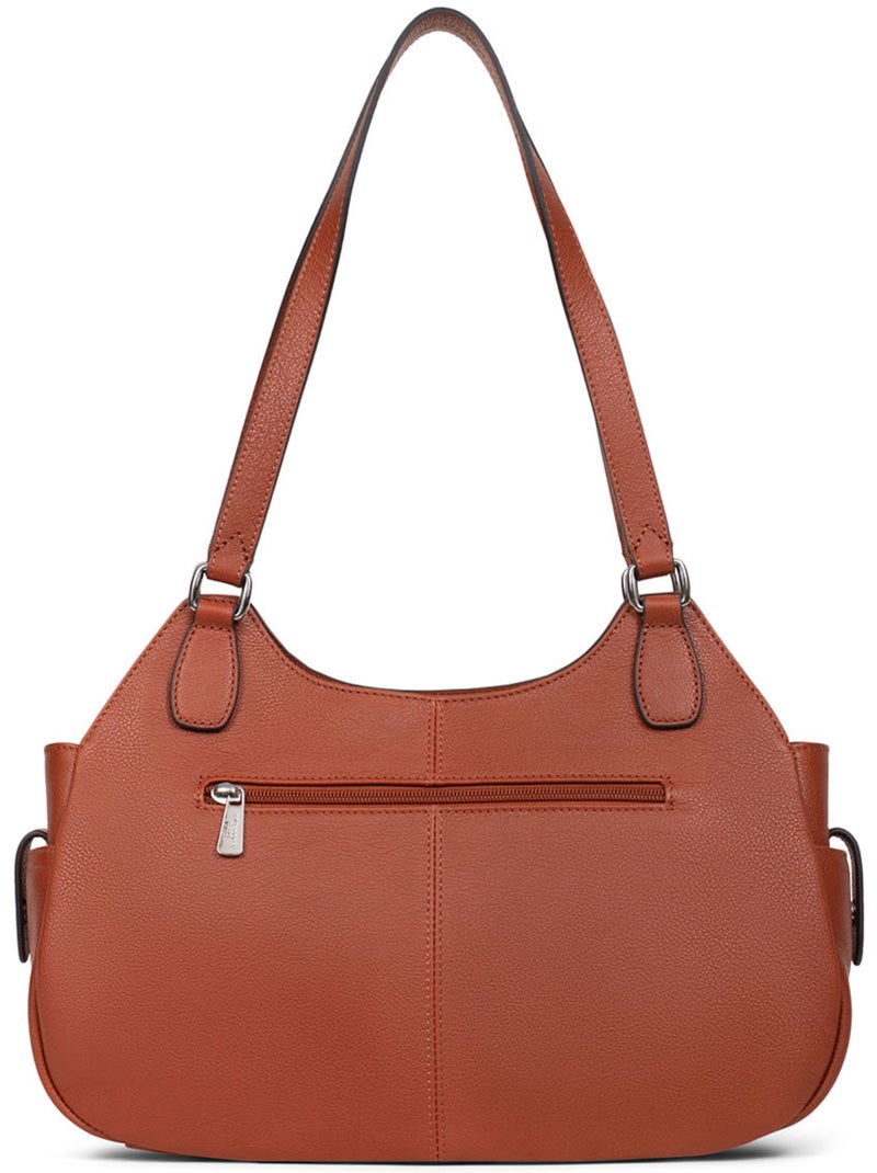 Bolso de hombro 2 asas - cuero mirabelle hexagona Marrón - Kiabi